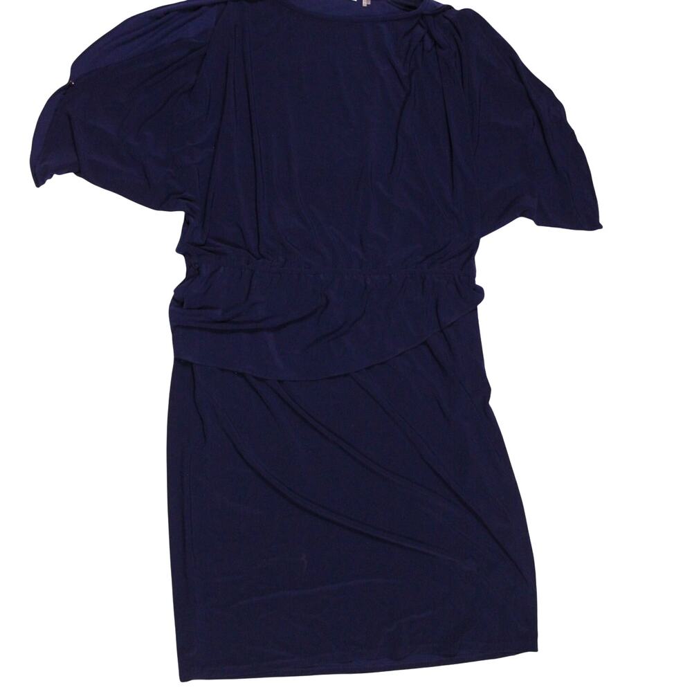 Tahari dark blue dress sz XL bare shoulder draped knee length cocktail